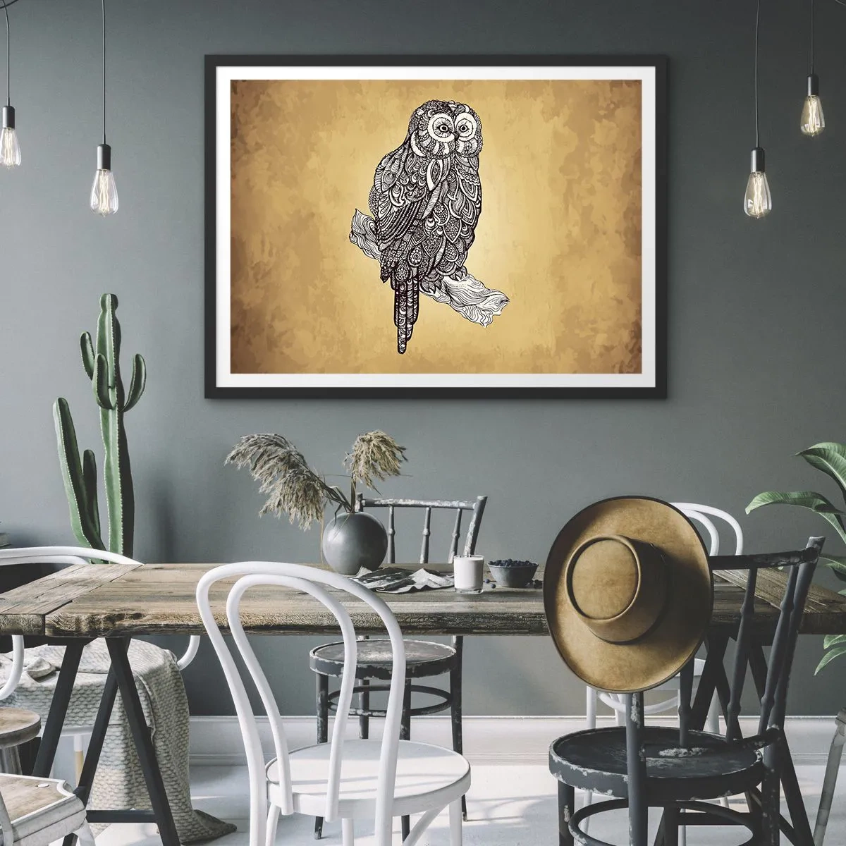 Plakát v černém rámu - Mistrovské ornamenty moudrosti - 70x50 cm