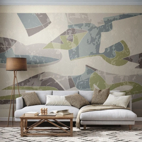 Fototapeta Standard Eco - Kompozice za sklem - Tvary, Abstrakce, Pastel - 350x256 cm