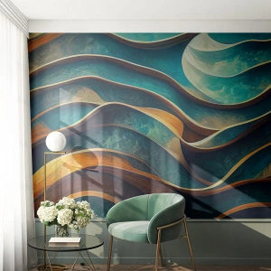 Fototapeta Premium Sand - Meandry modré - Vlny, Abstrakce, Trojrozměrný - 300x210 cm