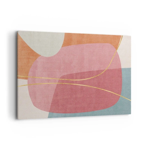 Obraz na plátně - Pastelová kompozice se zlatou nití - 100x70 cm