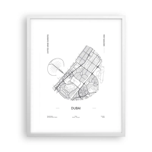 Plakát v bílém rámu - Anatomie Dubaje - 40x50 cm