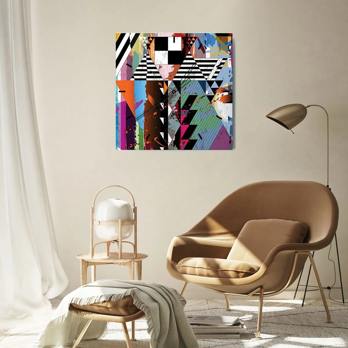 Nástěnné hodiny - Geometricky a organicky - 30x30 cm