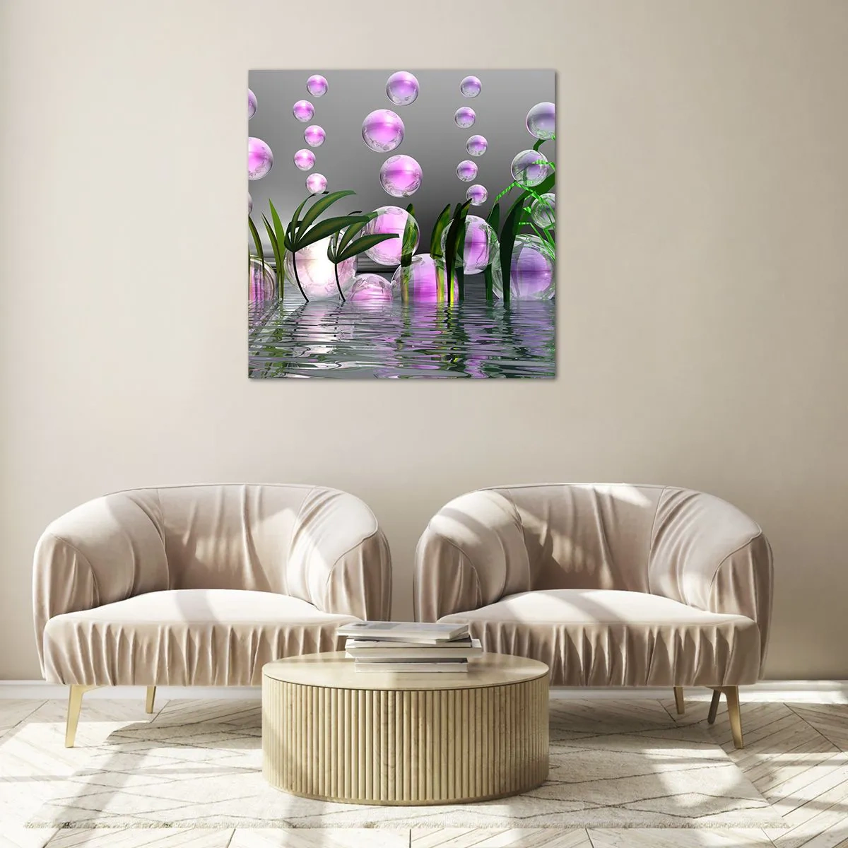 Obraz na skle - Reflexní kompozice lehkosti a života - 40x40 cm