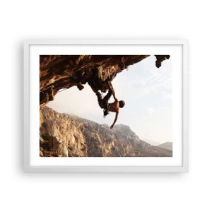 Plakát v bílém rámu - Svět smrsknutý v ruce na sesuvu balvanu - 50x40 cm