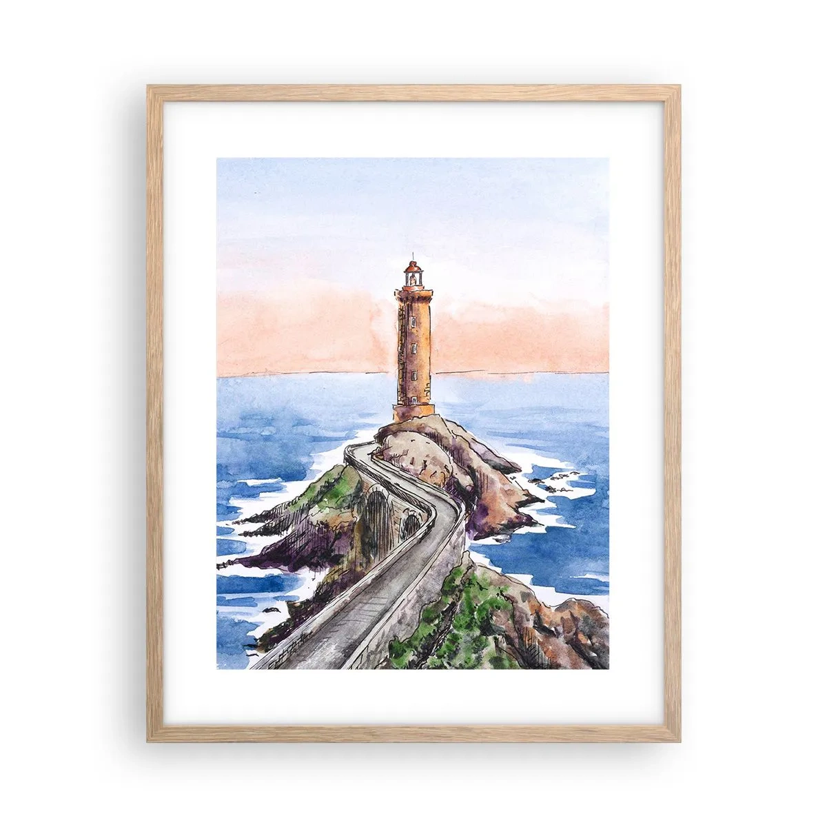 Plakát v rámu světlý dub - Tváří v tvář moři - 40x50 cm