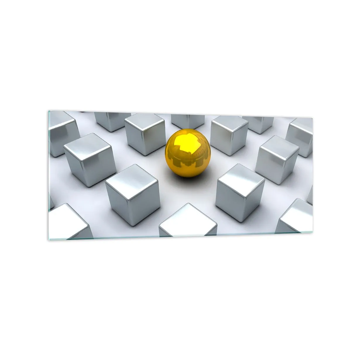 Obraz na skle - Proč já? Geometrická kompozice - 120x50 cm