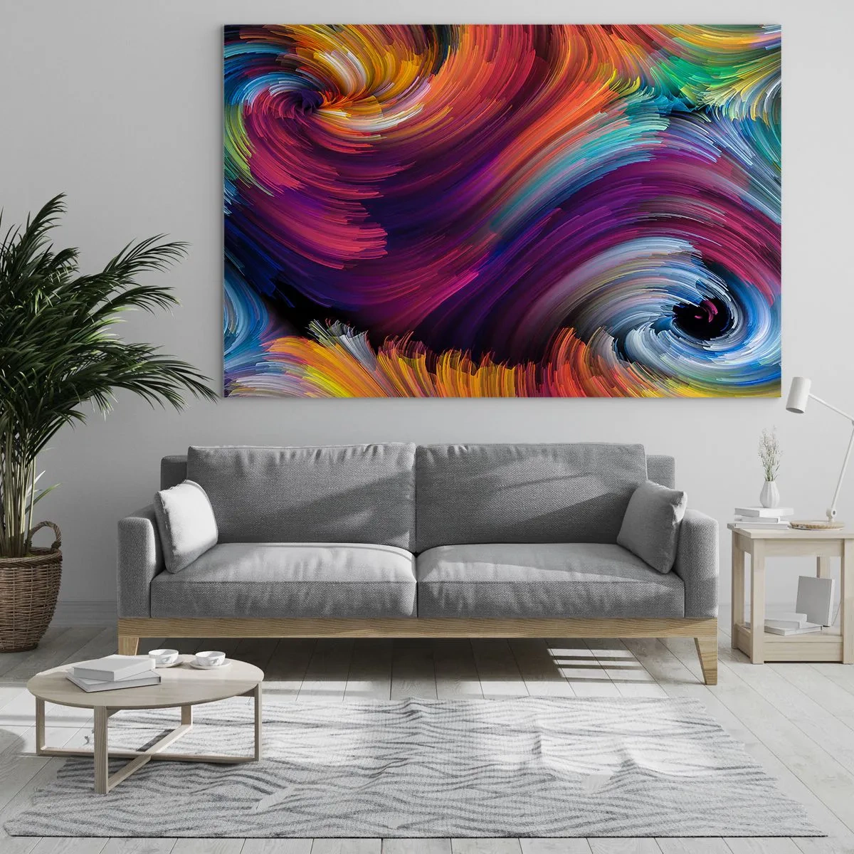 Obraz na skle - Barevné víry a dynamické tahy štětcem v abstrakci - 70x50cm - Začátek nového světa - Moderní nástěnná dekorace do obývacího pokoje a ložnice ARTTOR