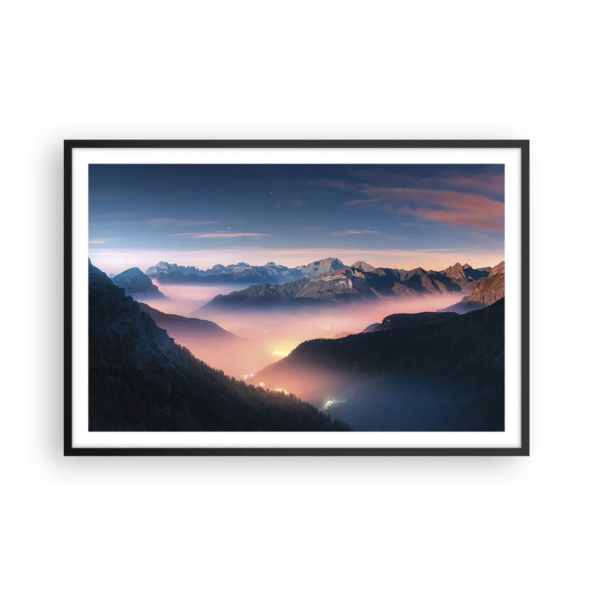 Plakát v černém rámu - Světlo v údolích - 91x61 cm