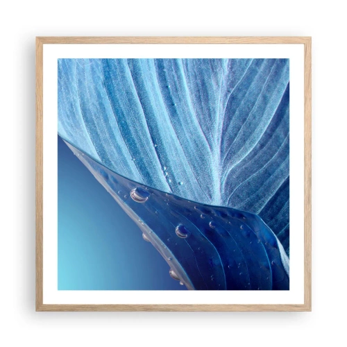 Plakát v rámu světlý dub - Skryté kapky modři - 60x60 cm
