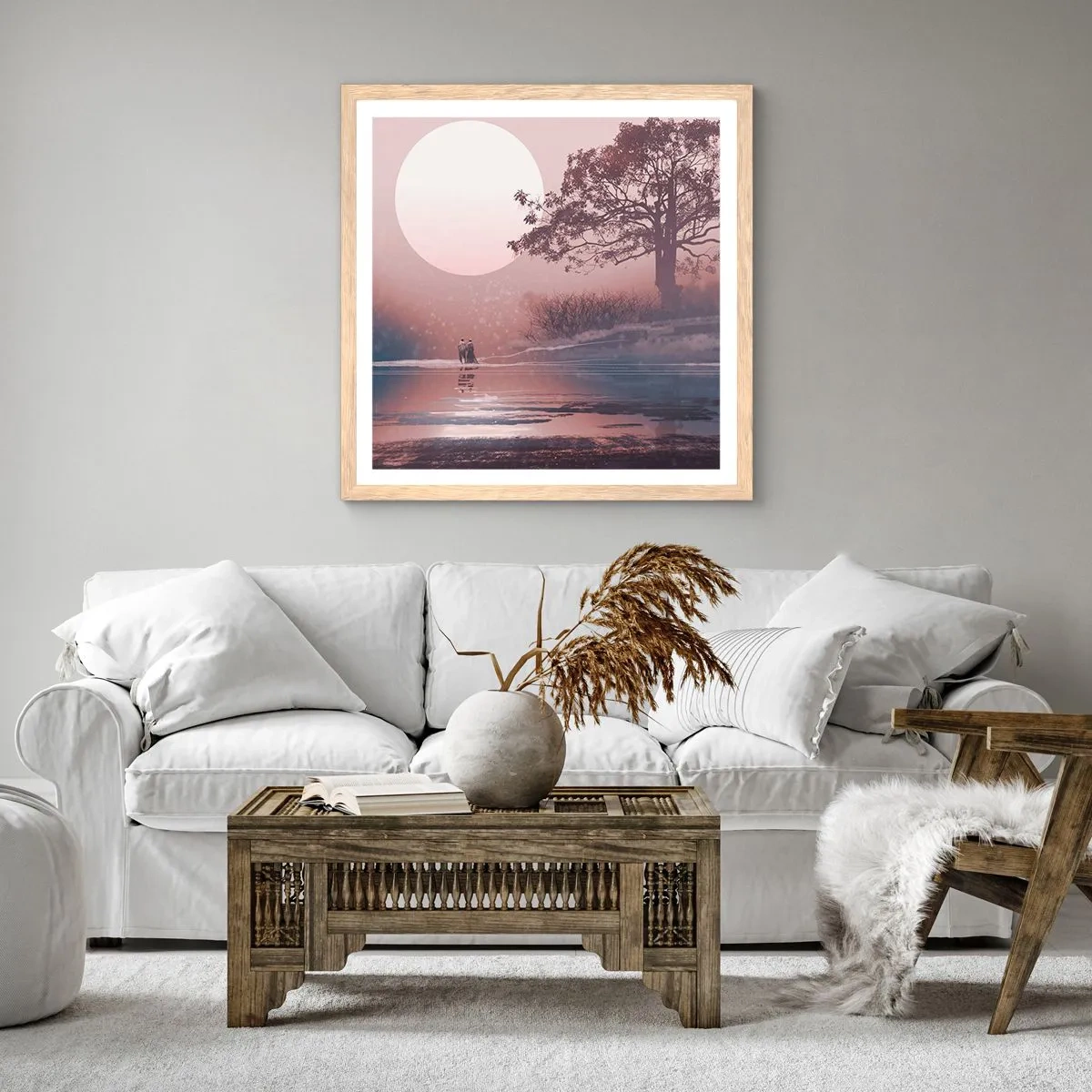 Plakát v rámu světlý dub - Noční zázraky - 60x60 cm