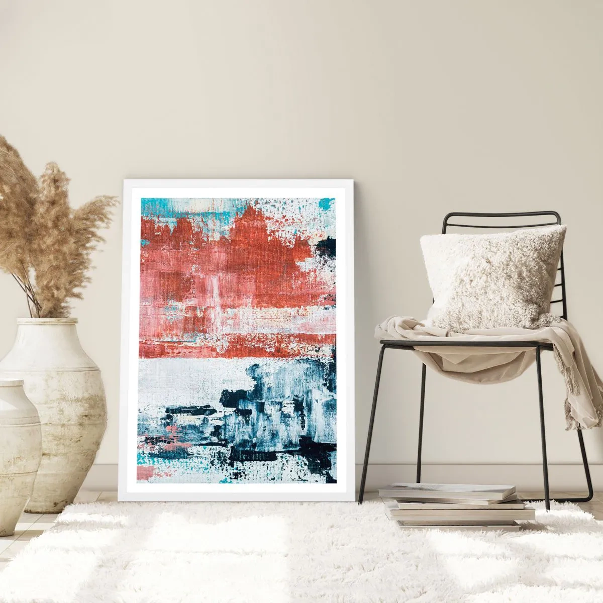 Plakát v bílém rámu - Abstraktní půl na půl - 50x70 cm