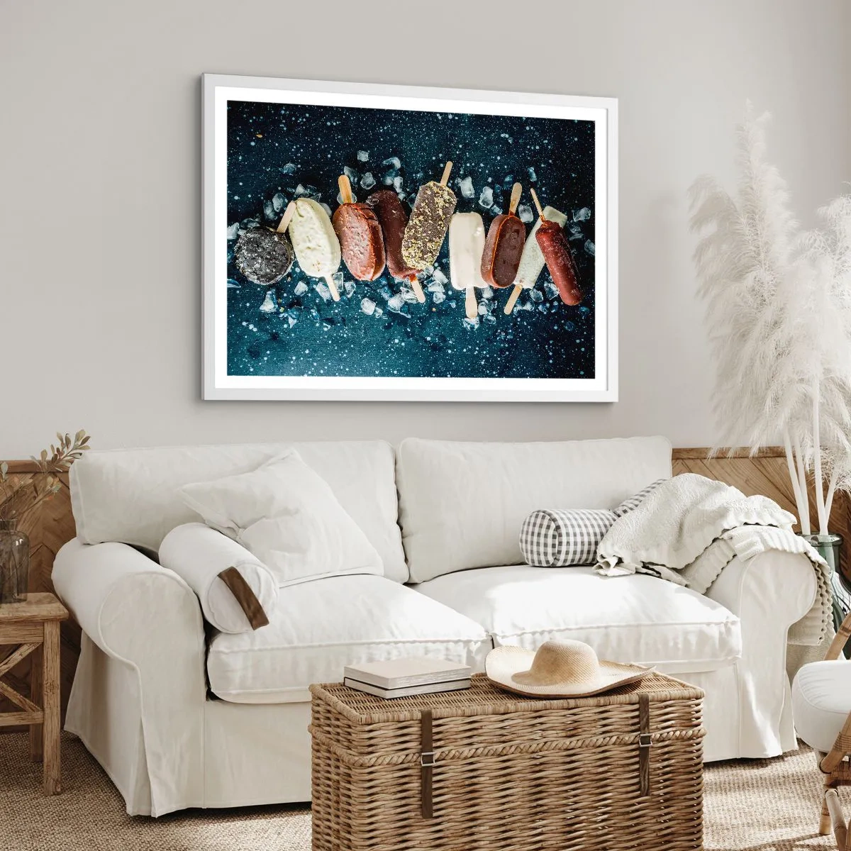 Plakát v bílém rámu - Chuť horkého léta - 70x50 cm
