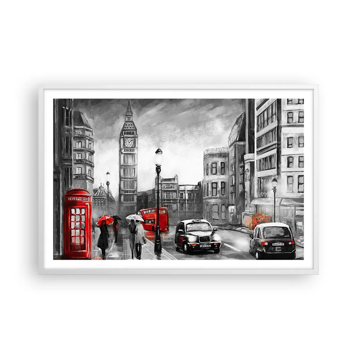 Plakát v bílém rámu - Vůbec ne šedé město - 91x61 cm