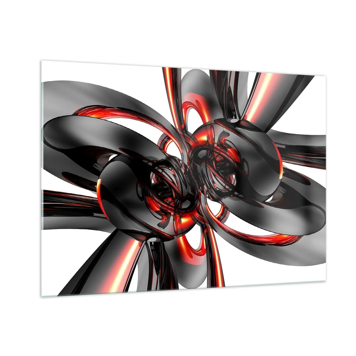Obraz na skle - Pohyb v grafitové a červené - 100x70 cm