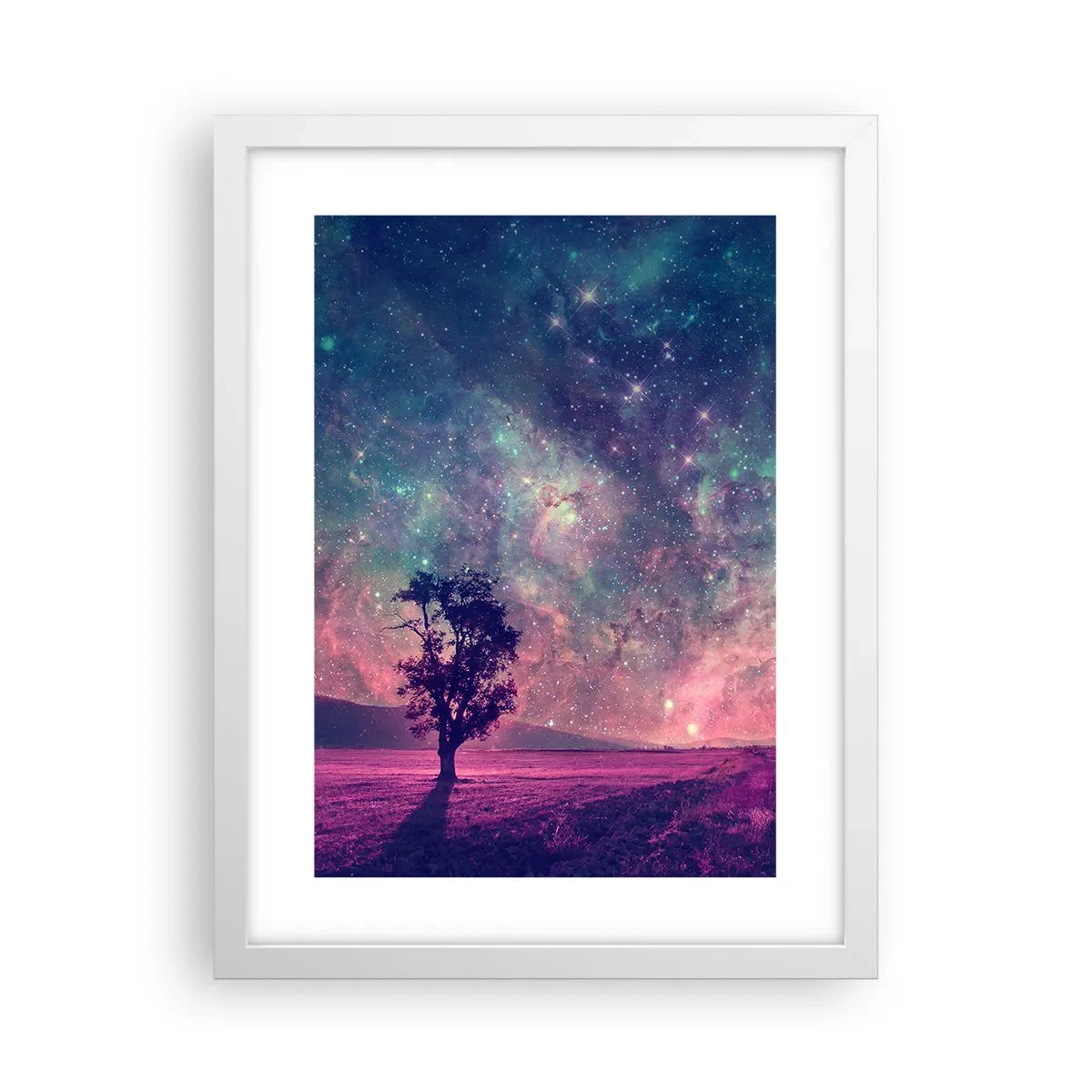 Plakát v bílém rámu - Pod magickou oblohou - 30x40 cm