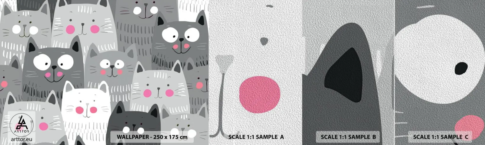 Vzor Fototapety Premium Sand - Kočičí svět - Pro děti, Kočka, Zvířata - 100x30 cm