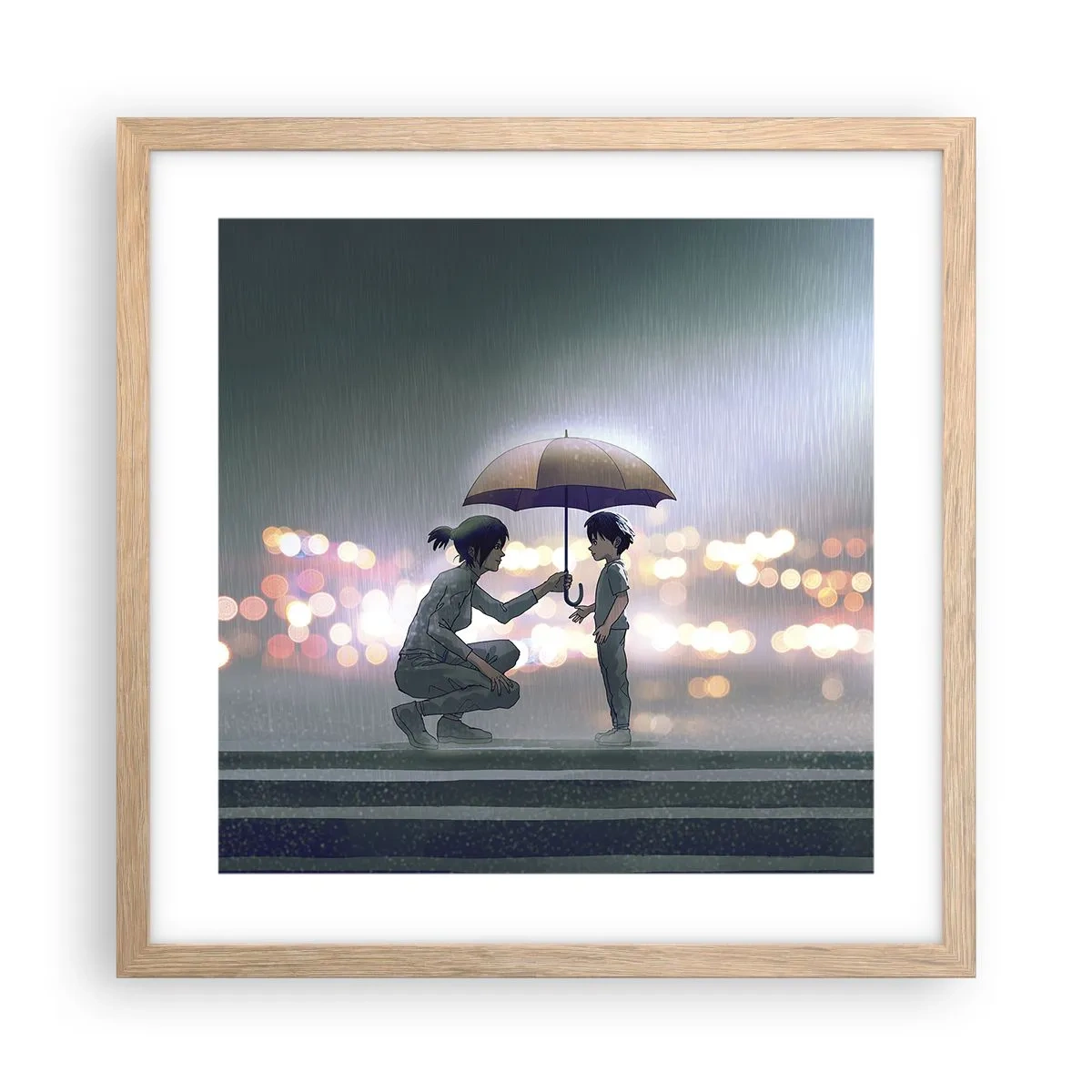 Plakát v rámu světlý dub - A vše je v pořádku - 40x40 cm