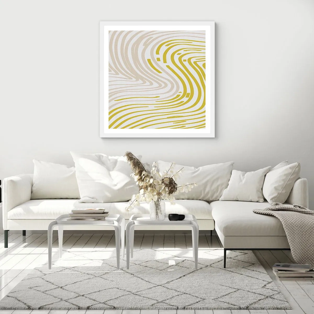 Plakát v bílém rámu - Kompozice s mírným ohybem - 60x60 cm