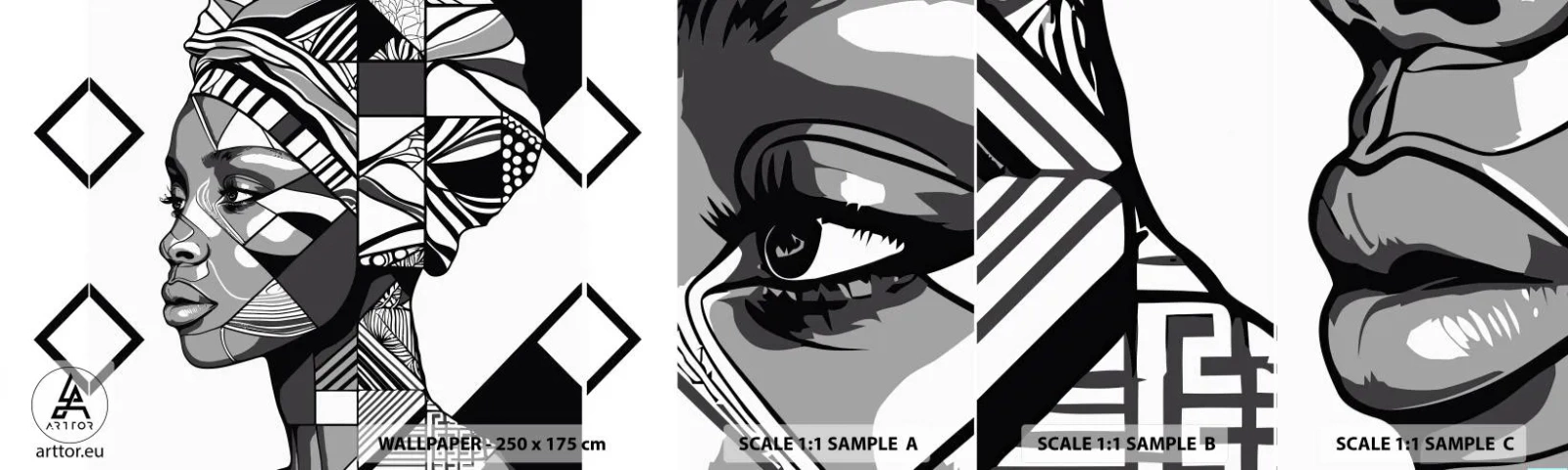 Vzor Fototapety Samolepicí Deluxe Sticker - Etnický portrét - Portrét, Afro-Američan, Turban - 100x30 cm