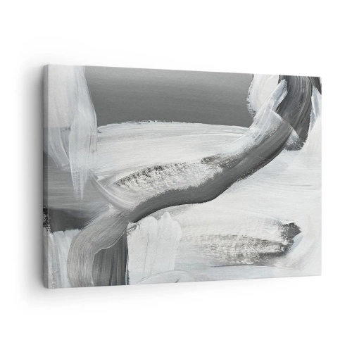 Obraz na plátně - Šedá a bílá abstrakce s dynamickými liniemi - 70x50cm - Pevným pohybem - Moderní nástěnná dekorace do obývacího pokoje a ložnice ARTTOR