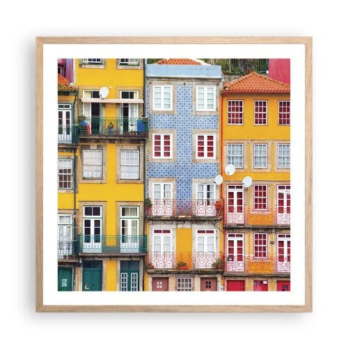 Plakát v rámu světlý dub - Barvy starého města - 60x60 cm