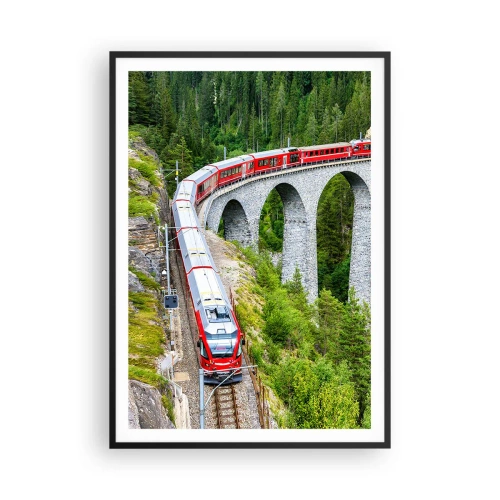 Plakát v černém rámu - Horský výhled přímo z vlaku - 70x100 cm