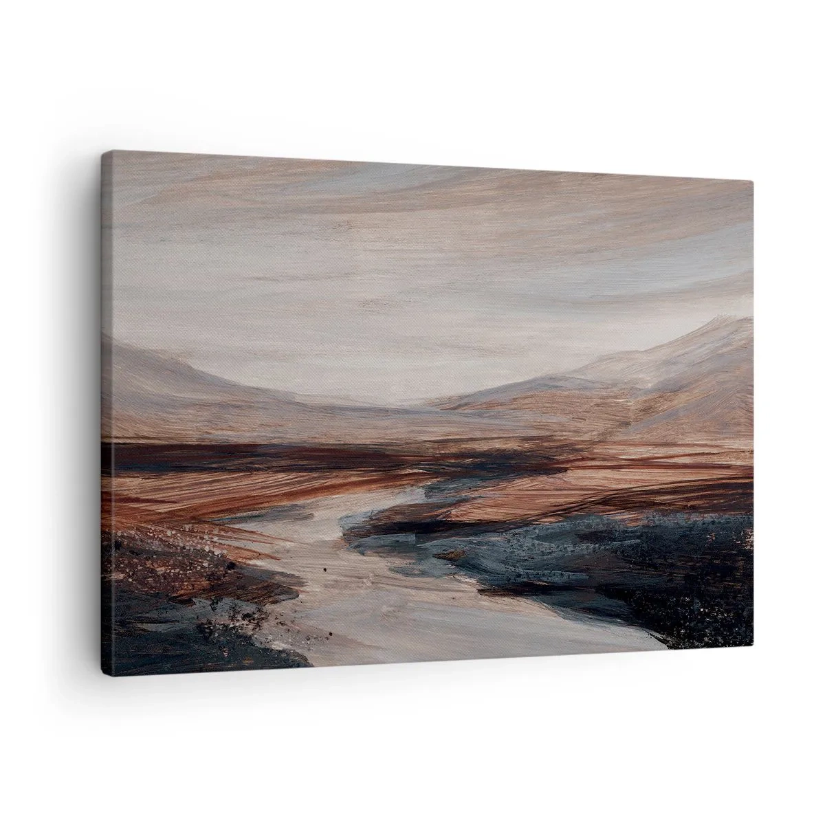 Obraz na plátně - Malebná krajina s řekou a horami - 70x50cm - Klidné údolí - Moderní nástěnná dekorace do obývacího pokoje a ložnice ARTTOR