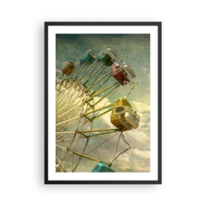 Plakát v černém rámu - Retro ruské kolo s mraky v pozadí ve vintage stylu - 50x70cm - Bude, bude zábava… - Moderní nástěnná dekorace do obývacího pokoje a ložnice ARTTOR