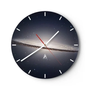 Nástěnné hodiny - Pohled na spirální galaxii ve vesmíru - 30x30cm - Kdysi dávno, v jedné vzdálené galaxii… - Moderní nástěnná dekorace do obývacího pokoje, kuchyně a ložnice ARTTOR