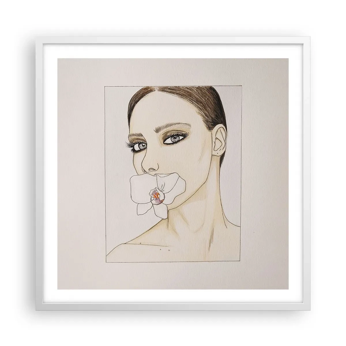 Plakát v bílém rámu - Symbol elegance a krásy - 60x60 cm