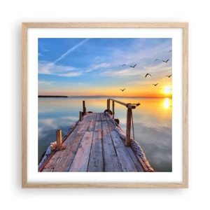 Plakát v rámu světlý dub - Jít před sebe směrem ke slunci - 50x50 cm