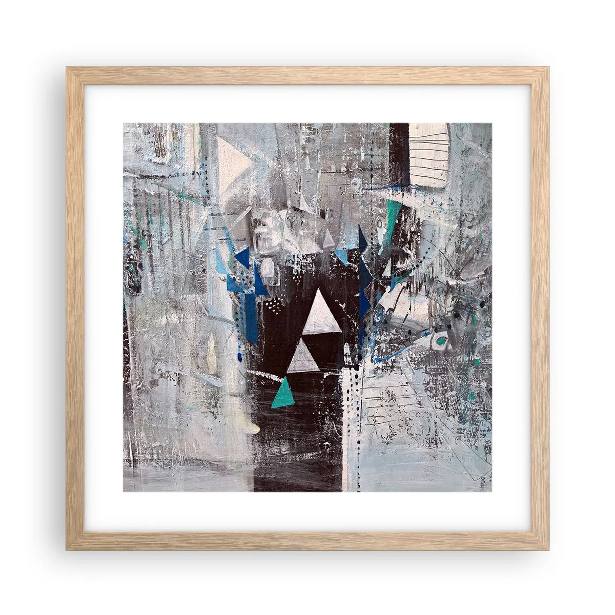 Plakát v rámu světlý dub - Přednostní pořadí trojúhelníků - 40x40 cm