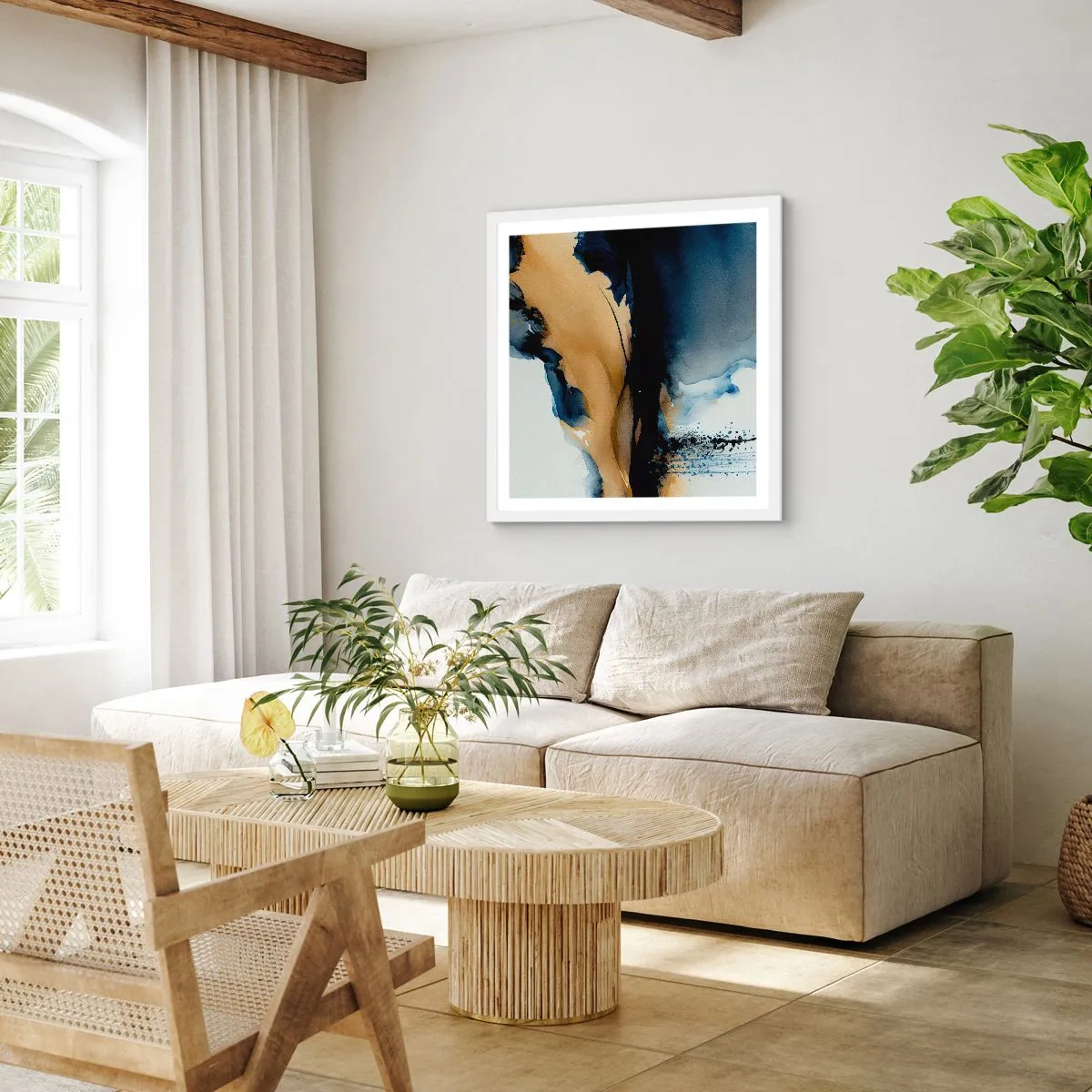 Plakát v bílém rámu - Za závojem - 60x60 cm