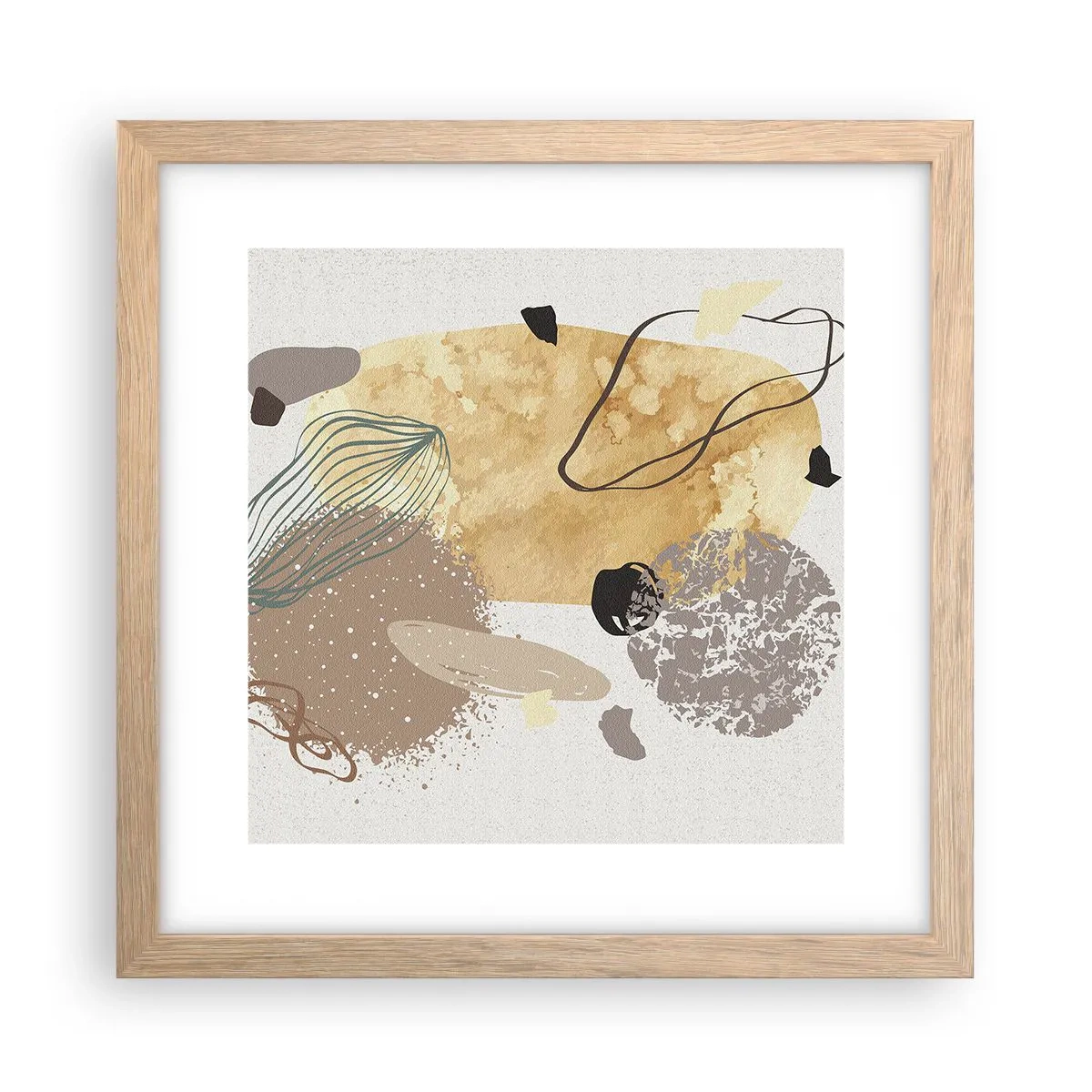 Plakát v rámu světlý dub - Abstraktní švestka - 30x30 cm
