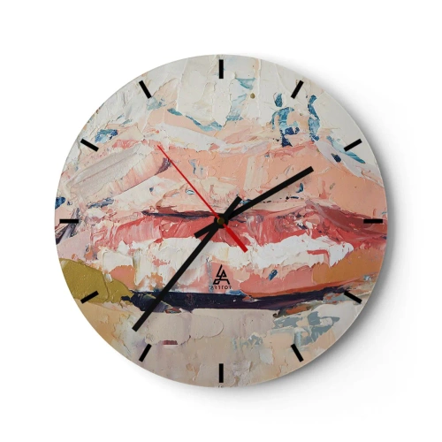 Nástěnné hodiny - Abstraktní textura barev v odstínech béžové a růžové - 30x30cm - Probouzí smysly - Moderní nástěnná dekorace do obývacího pokoje, kuchyně a ložnice ARTTOR