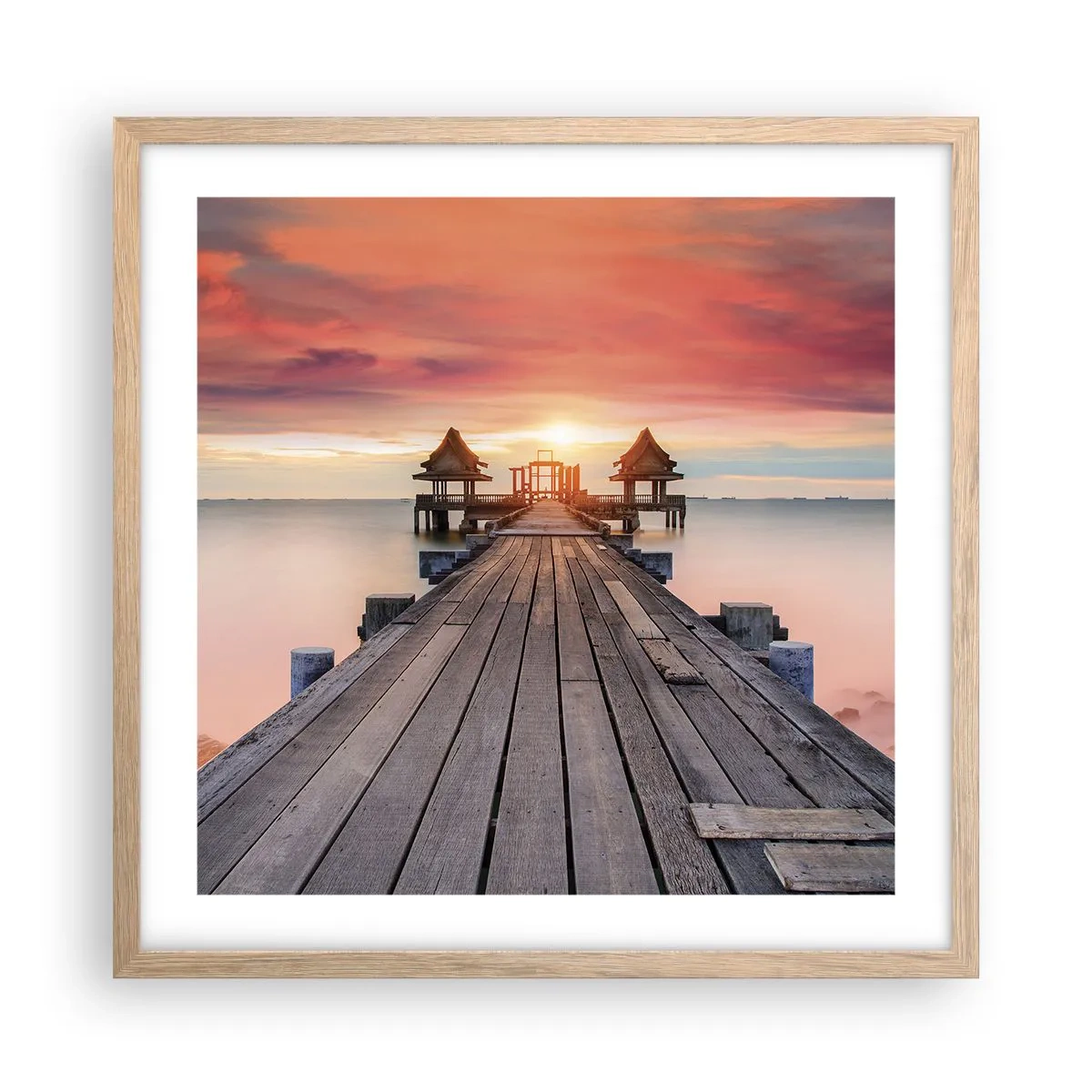 Plakát v rámu světlý dub - Západ na východě - 50x50 cm