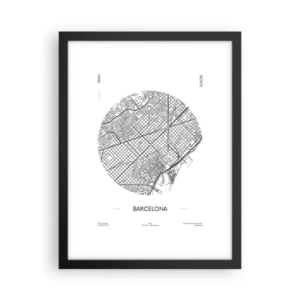 Plakát v černém rámu - Anatomie Barcelony - 30x40 cm