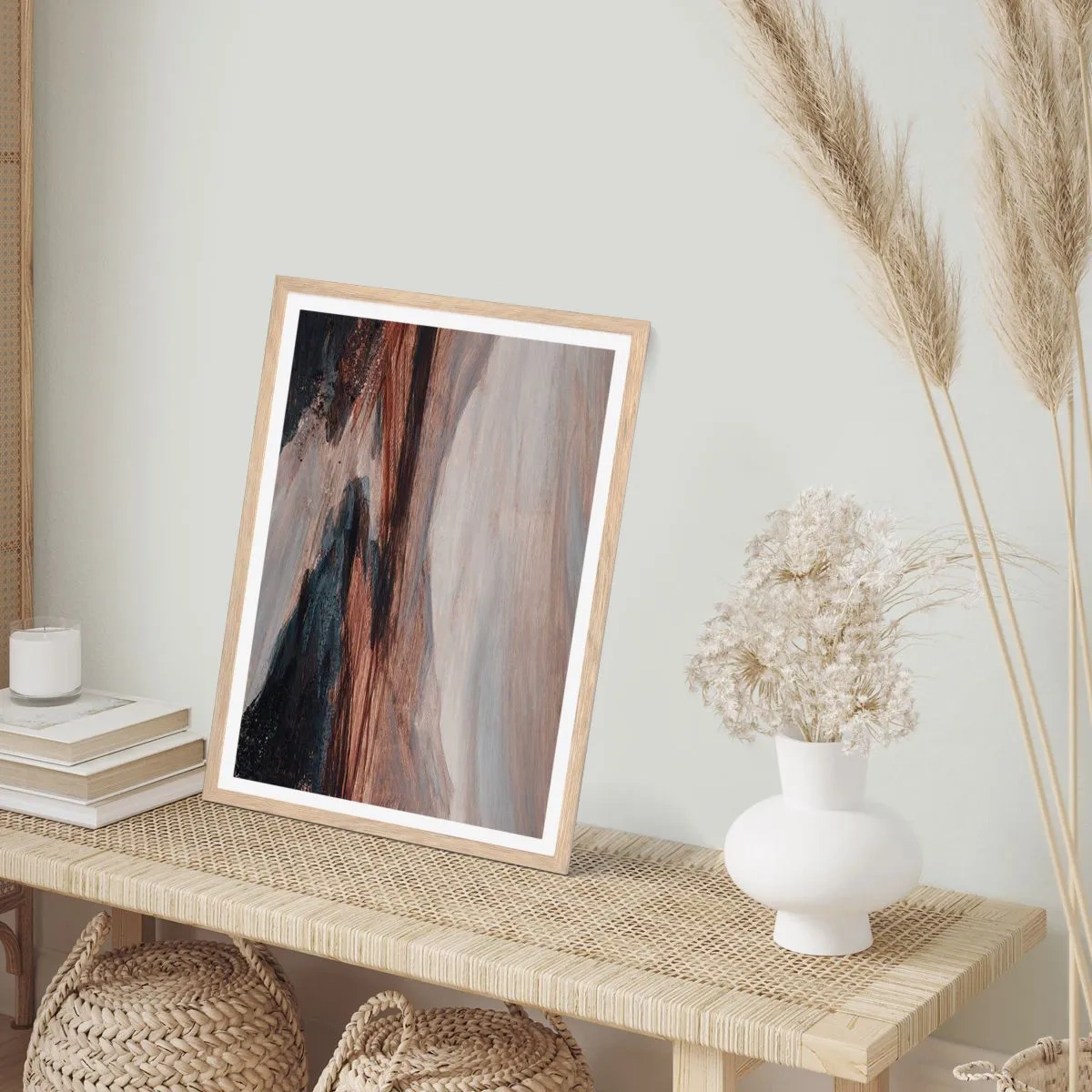 Plakát v rámu světlý dub -  Klidné údolí - 40x50 cm