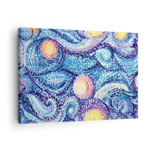 Obraz na plátně - Umělecká interpretace hvězdné oblohy ve stylu Van Gogha - 70x50cm - Z obrazu van Gogha - Moderní nástěnná dekorace do obývacího pokoje a ložnice ARTTOR