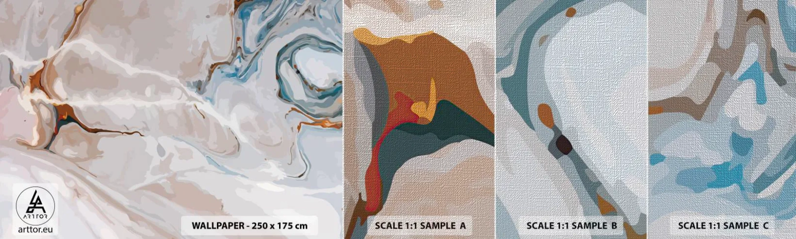 Vzor Fototapety Premium Canvas - Modré meandry pod bílou - Abstrakce, Kus, Moderní vzor - 100x30 cm