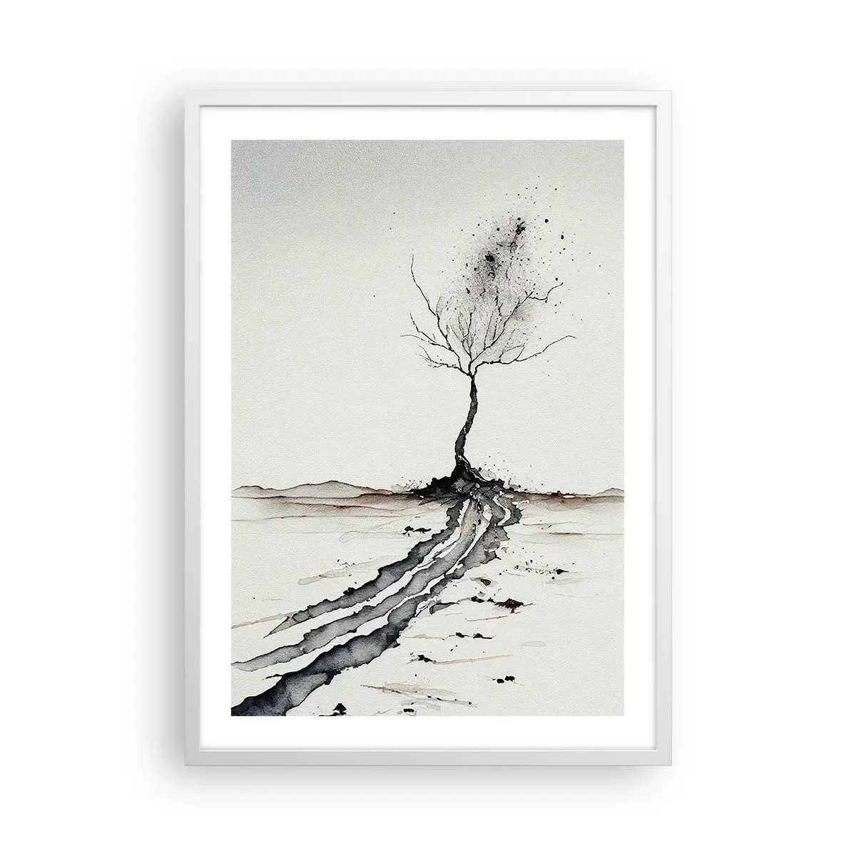 Plakát v bílém rámu - Zimní melancholie - 50x70 cm