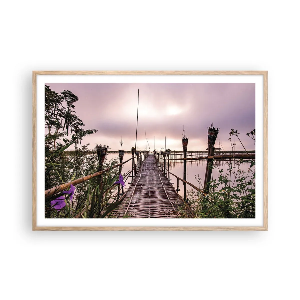 Plakát v rámu světlý dub - Klid a pohoda Asie - 91x61 cm