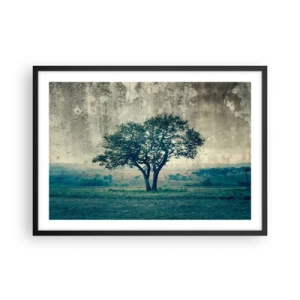 Plakát v černém rámu - Jabloň na modrém poli? - 70x50 cm