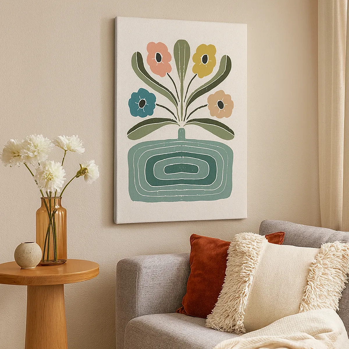 Obraz na plátně - Symetrická kytice - 50x70 cm