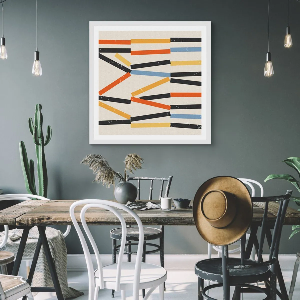 Plakát v bílém rámu - Kompozice na úrovni - 60x60 cm