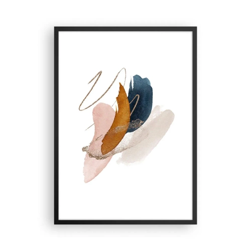 Plakát v černém rámu - Jemná abstrakce v pastelových odstínech - 50x70cm - Okřídlená kompozice - Moderní nástěnná dekorace do obývacího pokoje a ložnice ARTTOR