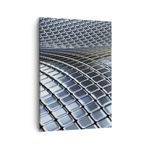 Obraz na plátně - Kovová stříbrná vlna - 50x70 cm