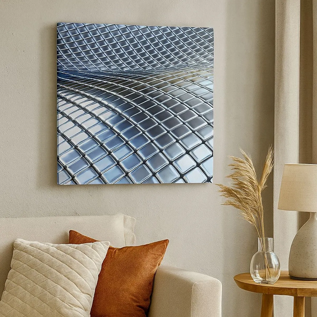 Obraz na plátně - Kovová stříbrná vlna - 30x30 cm