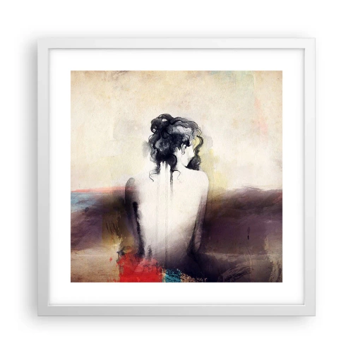 Plakát v bílém rámu - Jemné linie, oválné tvary - 40x40 cm