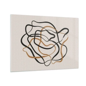 Obraz na skle - Abstraktní spleť čar v černé a hnědé barvě. - 70x50cm - Všechno se pokroutilo - Moderní nástěnná dekorace do obývacího pokoje a ložnice ARTTOR